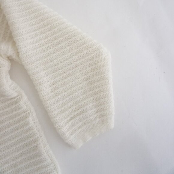 Vintage White Knit Ribbed 15% Angora Mockneck Sweater S Made in Italy - Picture 3 of 14